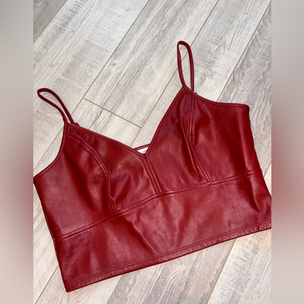 New! Lola Grace Red Leather Top Size Large